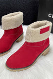 Amozae-Furry Solid Chunky Ankle Boots