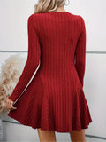 Amozae-nye outfits back to school dress  Rib Knit Flare Sweater Dress