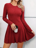 Amozae-nye outfits back to school dress  Rib Knit Flare Sweater Dress