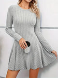 Amozae-nye outfits back to school dress  Rib Knit Flare Sweater Dress