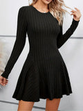 Amozae-nye outfits back to school dress  Rib Knit Flare Sweater Dress