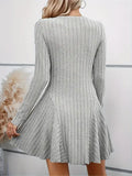 Amozae-nye outfits back to school dress  Rib Knit Flare Sweater Dress