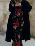 Amozae-nye outfits back to school dress  Rose Flower Print Mesh Midi Dress
