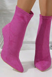 Amozae-Crystal Heel Stretch Mid Calf Skinny Boots