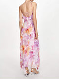 Amozae-nye outfits back to school dress  Ruffled Floral Print Maxi Dress