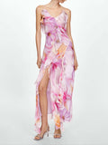 Amozae-nye outfits back to school dress  Ruffled Floral Print Maxi Dress