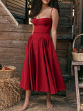 Amozae-nye outfits back to school dress  Samaria Red Corset Midi Sundress