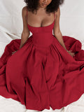 Amozae-nye outfits back to school dress  Samaria Red Corset Midi Sundress