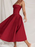Amozae-nye outfits back to school dress  Samaria Red Corset Midi Sundress