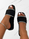 Amozae-Wide Strap Rhinestone Sandals