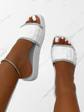 Amozae-Wide Strap Rhinestone Sandals