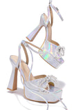 Amozae-Bow Lace-up Platform Heels