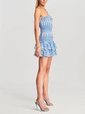 Amozae-nye outfits back to school dress  Smocked Eyelet Strapless Tiered Mini Dress