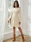 Amozae-nye outfits back to school dress  Solid Knit A-line Sweater Dress