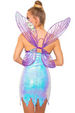 Amozae-hoco dresses -Sparkly Sequin Wing Trim Fairy Elf Halloween Party Mini Dress - Purple