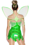 Amozae-hoco dresses -Sparkly Sequin Wing Trim Forest Fairy Elf Halloween Party Mini Dress - Green