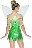 Amozae-hoco dresses -Sparkly Sequin Wing Trim Forest Fairy Elf Halloween Party Mini Dress - Green