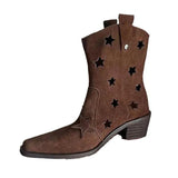 Amozae-back to school outfits Star Cut Out Cowboy Boots