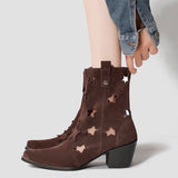 Amozae-back to school outfits Star Cut Out Cowboy Boots