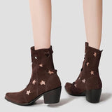 Amozae-back to school outfits Star Cut Out Cowboy Boots