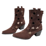 Amozae-back to school outfits Star Cut Out Cowboy Boots