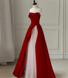 Amozae-nye outfits back to school dress  Strapless High Slit Glitter Tulle Maxi Dress