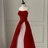 Amozae-nye outfits back to school dress  Strapless High Slit Glitter Tulle Maxi Dress