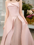 Amozae-nye outfits back to school dress  Strapless High Slit Glitter Tulle Maxi Dress