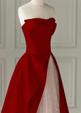 Amozae-nye outfits back to school dress  Strapless High Slit Glitter Tulle Maxi Dress