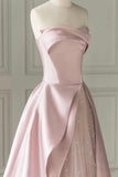 Amozae-nye outfits back to school dress  Strapless High Slit Glitter Tulle Maxi Dress