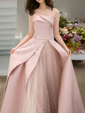 Amozae-nye outfits back to school dress  Strapless High Slit Glitter Tulle Maxi Dress