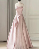 Amozae-nye outfits back to school dress  Strapless High Slit Glitter Tulle Maxi Dress