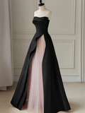 Amozae-nye outfits back to school dress  Strapless High Slit Glitter Tulle Maxi Dress