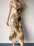 Amozae-nye outfits back to school dress  Vintage Floral Print Maxi Dress