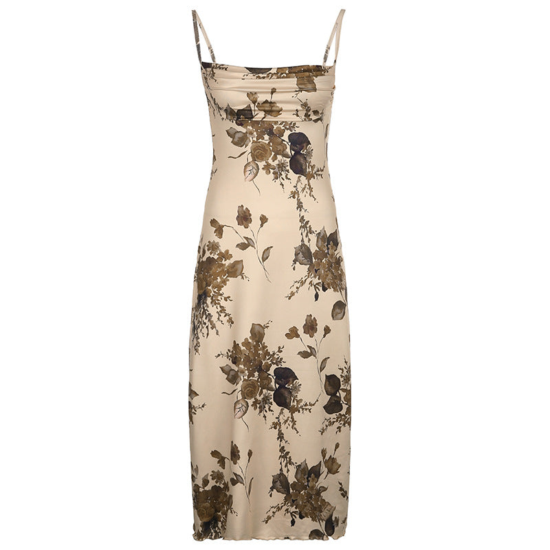 Amozae-nye outfits back to school dress  Vintage Floral Print Maxi Dress