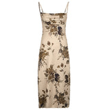Amozae-nye outfits back to school dress  Vintage Floral Print Maxi Dress