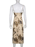 Amozae-nye outfits back to school dress  Vintage Floral Print Maxi Dress