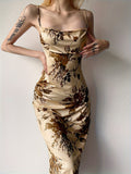 Amozae-nye outfits back to school dress  Vintage Floral Print Maxi Dress