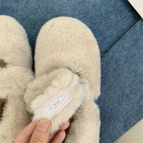 Amozae-back to school outfits Warm Sheepskin Ballet Flats
