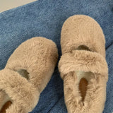 Amozae-back to school outfits Warm Sheepskin Ballet Flats