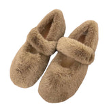 Amozae-back to school outfits Warm Sheepskin Ballet Flats