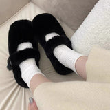 Amozae-back to school outfits Warm Sheepskin Ballet Flats