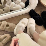 Amozae-back to school outfits Warm Sheepskin Ballet Flats