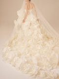 Amozae-nye outfits back to school dress  White 3D Floral Strapless Wedding Dress