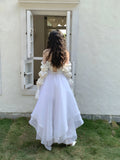 Amozae-nye outfits back to school dress  White Marie Sleeves Asymmetric Layered Lolita Dress