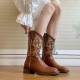 Amozae-back to school outfits Road To Rideout Embroidery Cowboy Boots