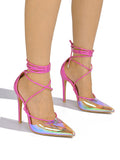 Amozae-Iridescent Clear Lace-up Heels