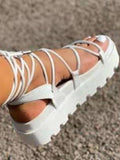 Lace Up Thick Strappy Slippers
