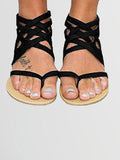 Amozae-Solid Lace-up Front Sandals