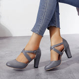 New Roma Pumps Women Sandals High Heels Ankle Strap Summer Hemp Buckle Strap Pumps Casual Slip-on Shoes Plus Size